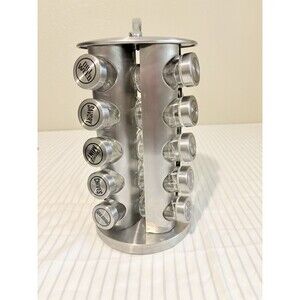 Kamenstein 20-Jar Revolving Stainless Steel Spice Rack with Handle